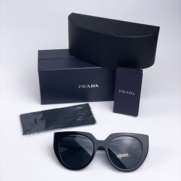 NEW Prada PR14WS 09Q-5S0 Black Talc Gray Cat Eye Oversized Women Sunglasses